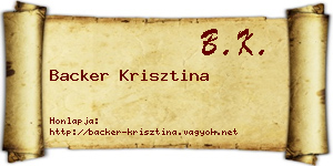 Backer Krisztina névjegykártya